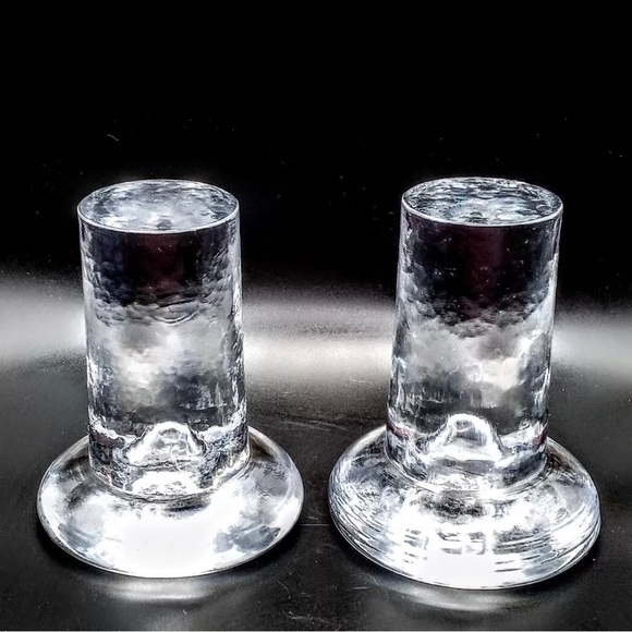 Blenko Art Glass 2 Mushroom Ice Taper Candle Holders 4” MCM Vintage 70s - Picture 6 of 7